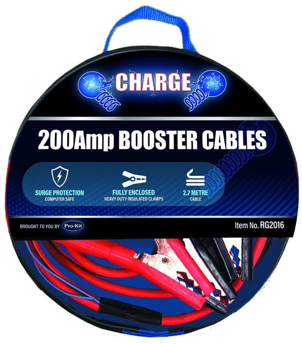 Charge 200 Amp Booster Cables - 2.7M long with Fully Enclosed Insulated Clamps