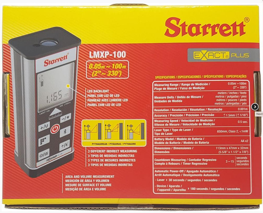 Starrett Exact® Plus Series Laser Distance Meter Bluetooth IP54 100m - KLMXP-100