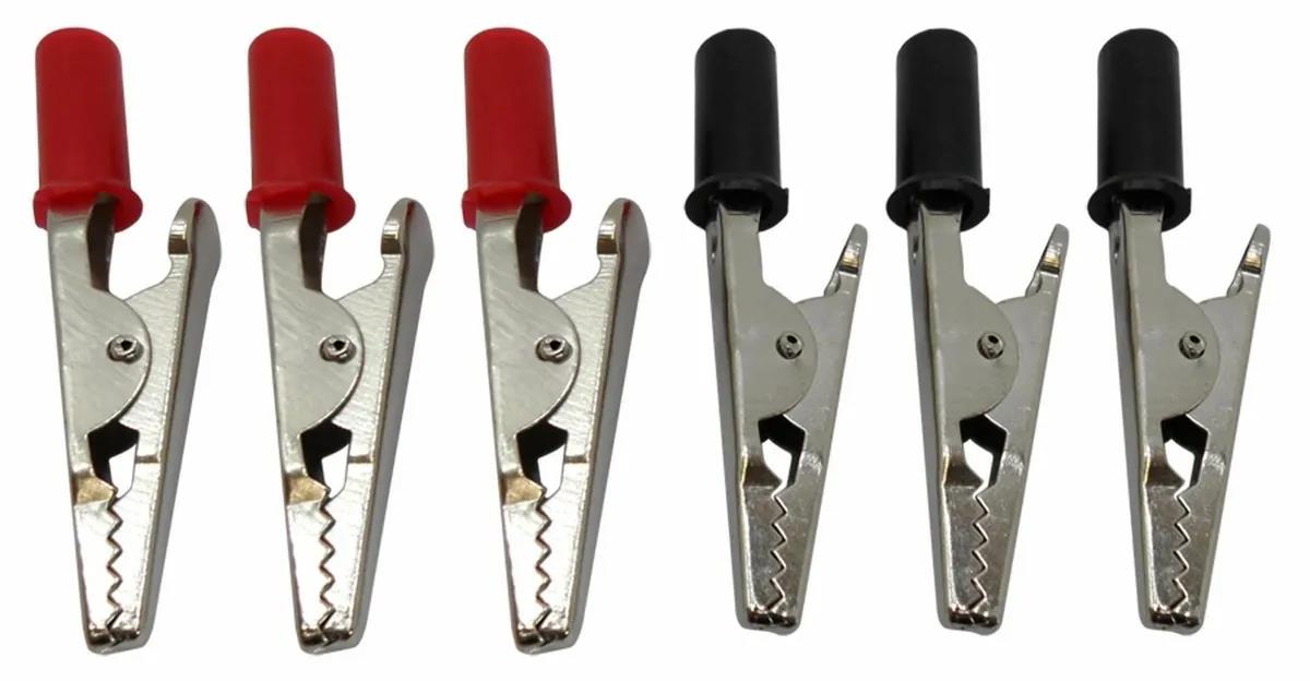 PK TOOL 6PCS  5AMP Single Prong Iron Alligator Clips W/ Teeth Aligator Clip Test