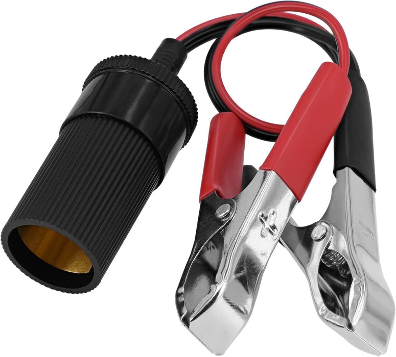 Car Cigarette Lighter Female Socket To Battery Alligator Crocodile Clips 12V/24V