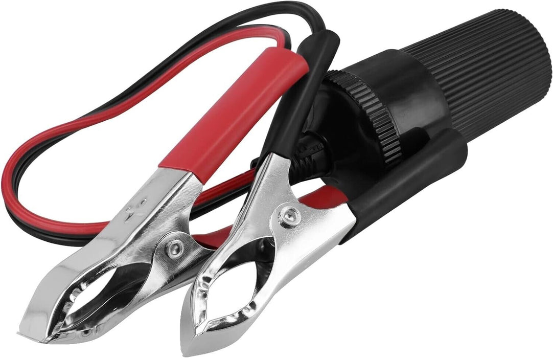 Car Cigarette Lighter Female Socket To Battery Alligator Crocodile Clips 12V/24V