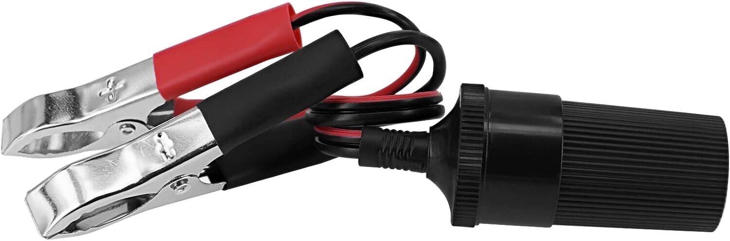 Car Cigarette Lighter Female Socket To Battery Alligator Crocodile Clips 12V/24V