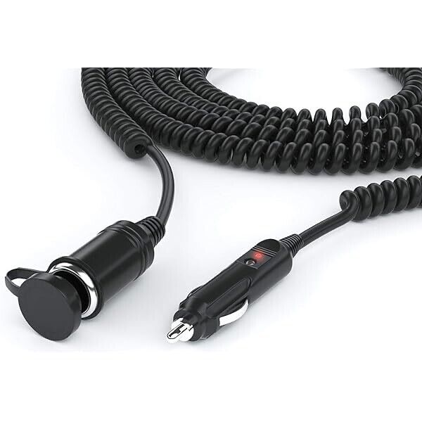 12V 24V COILED DC CAR CIGAR LIGHTER SOCKET POWER EXTENSION LEAD PLUG CABLE 2M