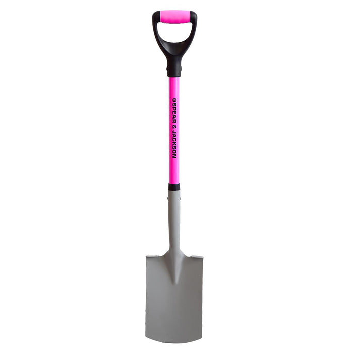 RUNOUT STOCK- Spear & Jackson Colours Digging Spade Pink D Handle - FISHER DISCOUNT