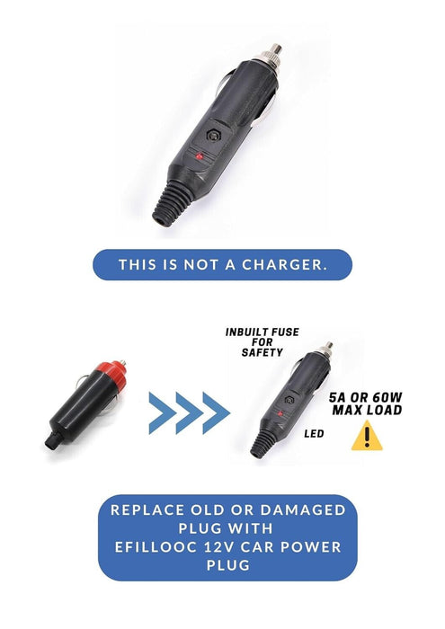 Charge Replacement Lighter Adaptor Plug with 2M Power Cord for 12/24V Vehicles
