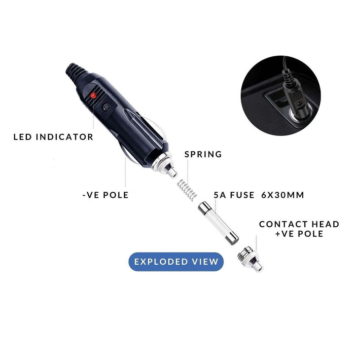 Charge Replacement Lighter Adaptor Plug with 2M Power Cord for 12/24V Vehicles