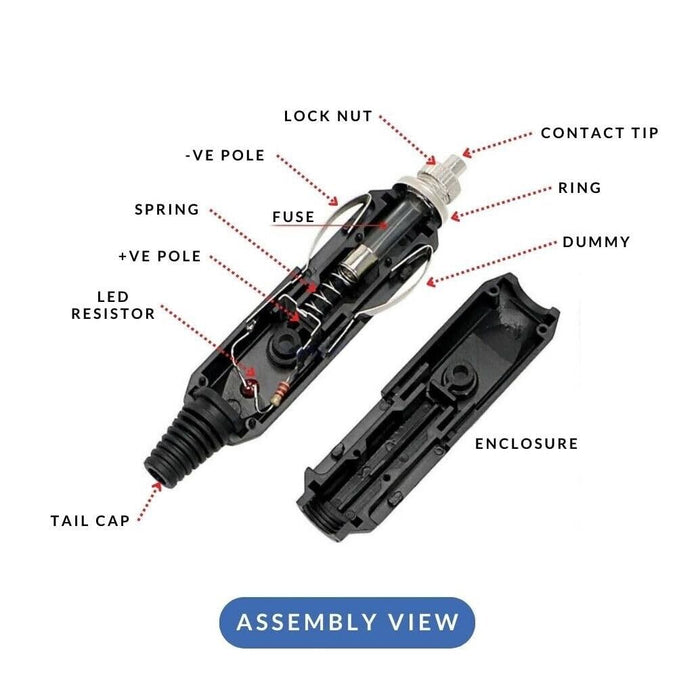 Charge Replacement Lighter Adaptor Plug with 2M Power Cord for 12/24V Vehicles