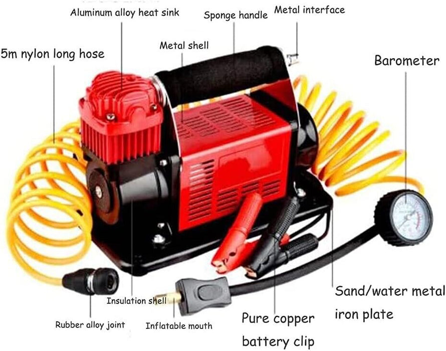 PK TOOL 4X4 HEAVY DUTY AIR COMPRESSOR 160L/MIN 12V  CAR CARAVAN TYRE INFLATOR