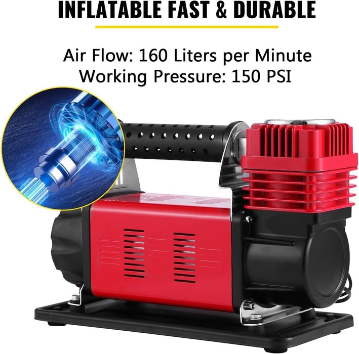 PK TOOL 4X4 HEAVY DUTY AIR COMPRESSOR 160L/MIN 12V  CAR CARAVAN TYRE INFLATOR