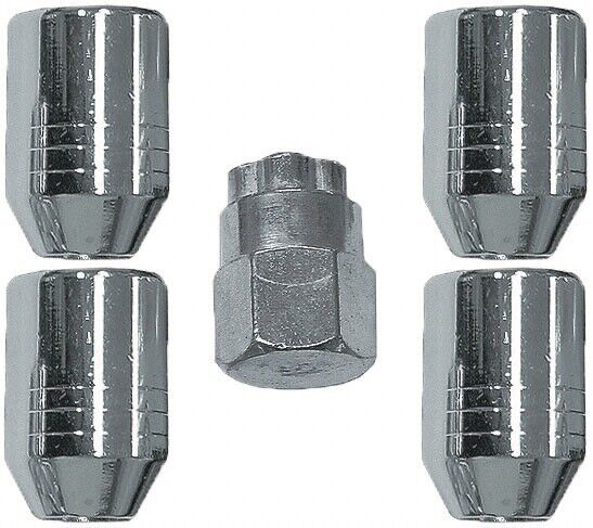 Pro-Tyre 5 Pieces of  Lock Nut Set - 1/2 Inch Steel Wheel Chrome Universal Fit