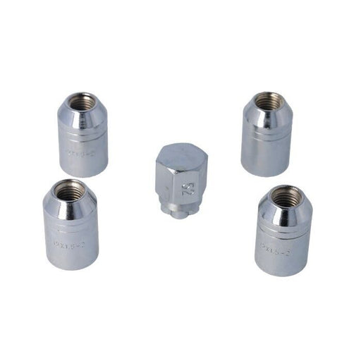 Pro-Tyre 5 Pieces of  Lock Nut Set - 7/16 Inch Steel Wheel Chrome Universal Fit - FISHER DISCOUNT