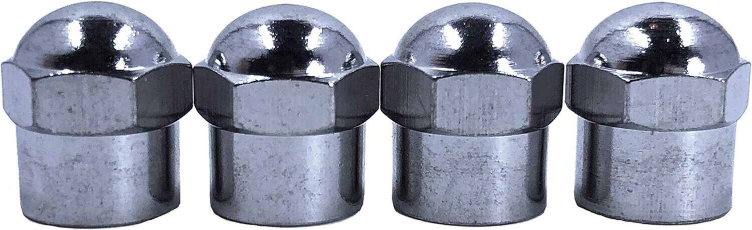 Pro-Tyre 4 Pieces Valve Caps - Chrome Hex - Vehicle Accessories