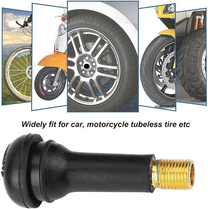 100x TR412 Car Auto Snap In Tyre (Tire) Valve Rubber Tubeless Short Valve Stems