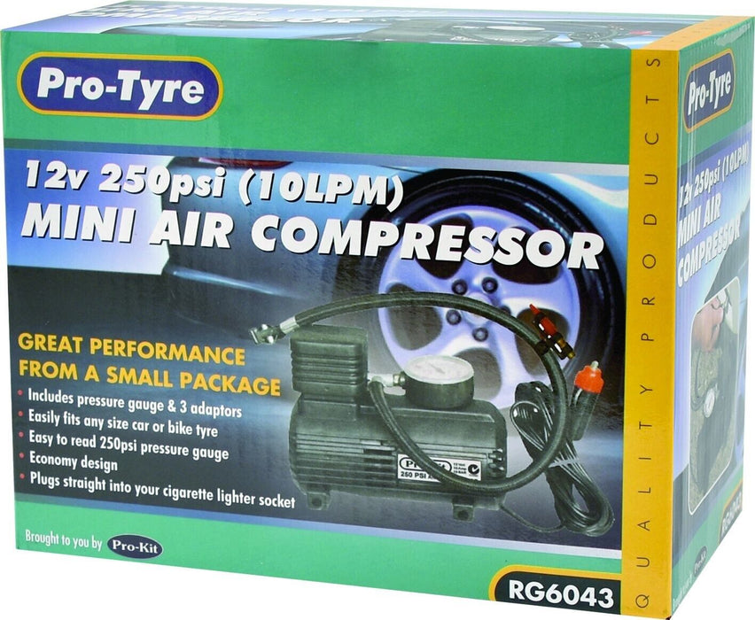 Protyre 12V 250Psi Air Compressor Tyre Products Compressors Foot Hand Pumps Aut