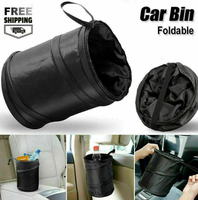 Auto Car Trash Rubbish Can w/Cover Folding Garbage Dust Dustbin Box Holder Bin