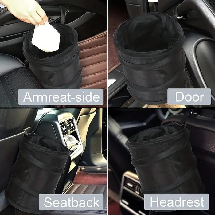 Auto Car Trash Rubbish Can w/Cover Folding Garbage Dust Dustbin Box Holder Bin
