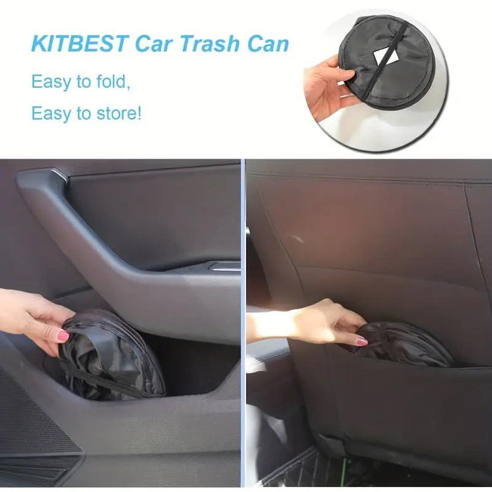 Auto Car Trash Rubbish Can w/Cover Folding Garbage Dust Dustbin Box Holder Bin