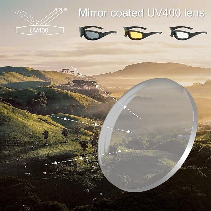 3 PAIR MOTORCYCLE RIDING GLASSES SMOKE CLEAR YELLOW FOR HARLEY DAVIDSON CHOPPERS - FISHER DISCOUNT