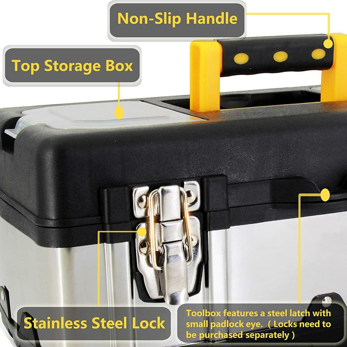 660 x 280 x 225mm Stainless Tool Chest Box COMBO BONUS Lockable Storage Toolbox