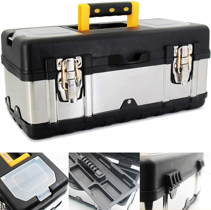 660 x 280 x 225mm Stainless Tool Chest Box COMBO BONUS Lockable Storage Toolbox