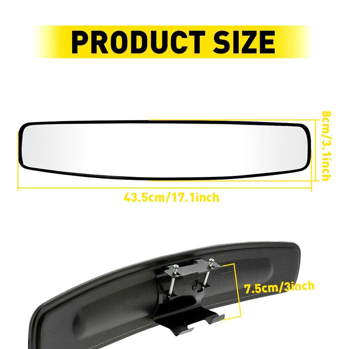 Force pro  Mirror - 17" x 3" Rear Vision Convex Panoramic Metal Clip with Screws