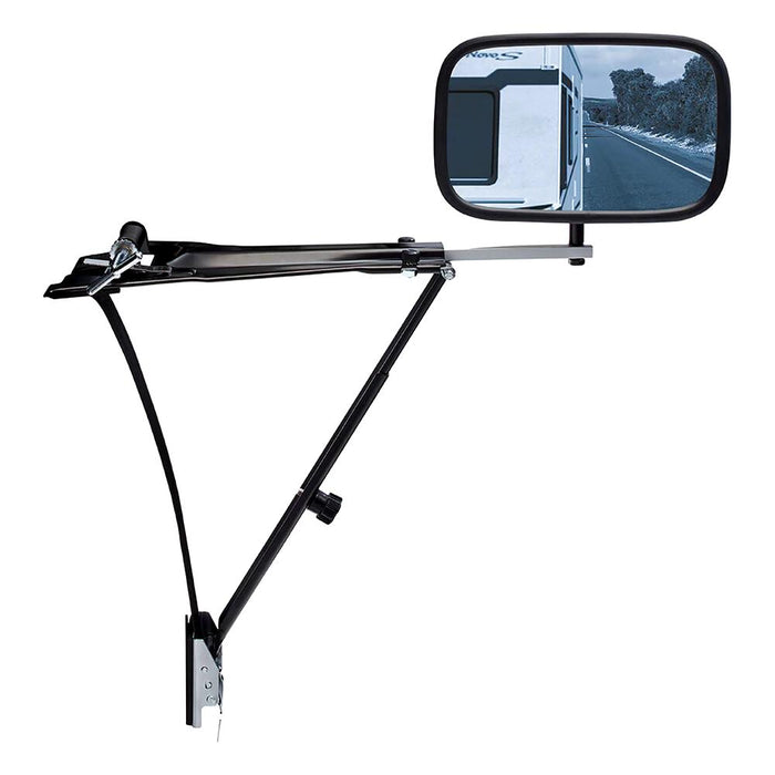 CARAVAN TOWING MIRROR HEAVY DUTY RATCHET STYLE - WITH EXTRA WIDE HOOK KIT!