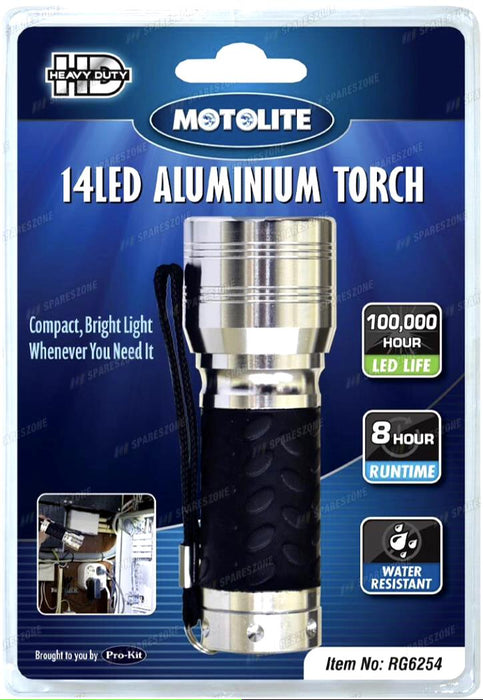 Motolite Torch Alluminium 120mm 14 Led Lighting Torches Spot Lights Handy Light