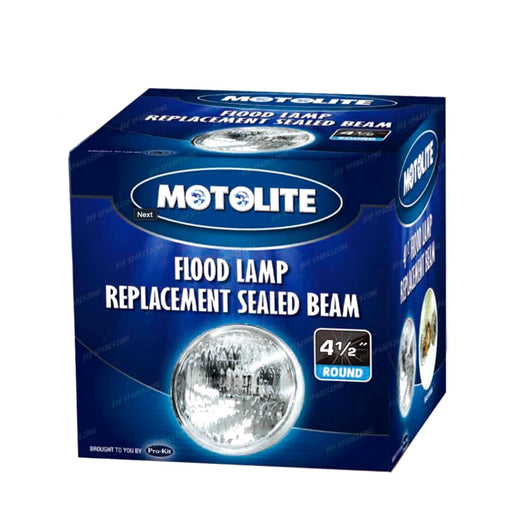 Motolite 24V 60W Flood Lamp Sealed Beam - 4-1/2 Inch Block Pattern Lens - FISHER DISCOUNT