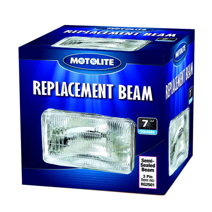 Motolite Semi Sealed Beam 7'' Square H4 3Pin Lighting Semi-Sealed Beams Automoti