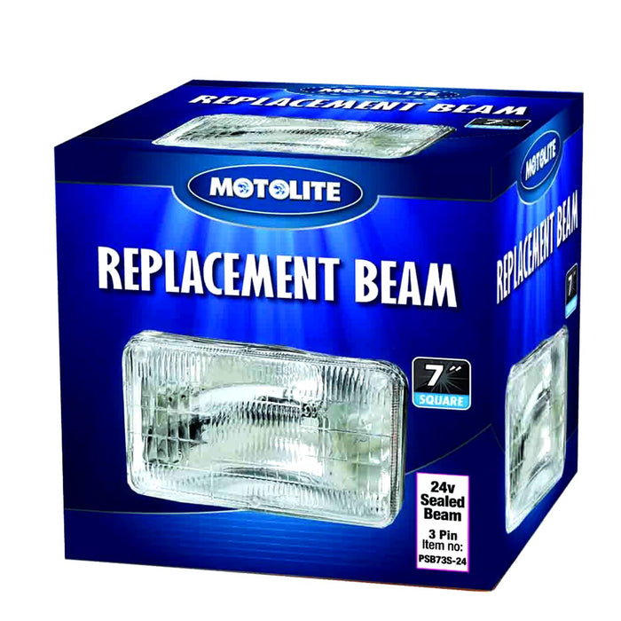 Motolite Sealed Beam 7'' 24V Square Large 3 Pin Lighting Sealed Beams Automotive
