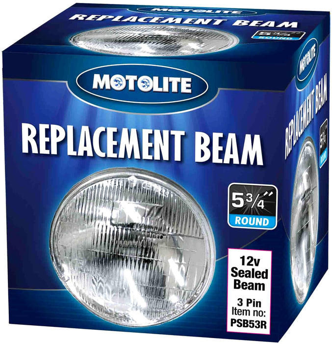 Sealed Beam Head Light 5 3/4" 146mm 60/37.5w 12 Volt High/Low 3 Pin Incandescent