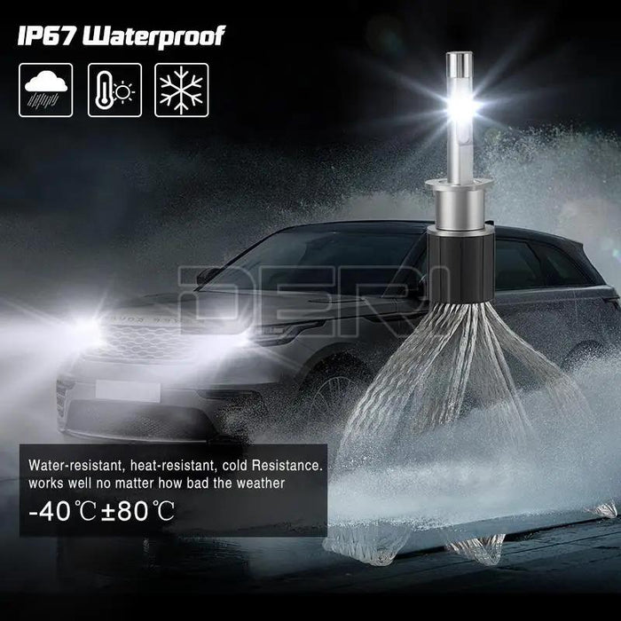 MOTOLITE 2xH1 60W 8000LM Xenon White LED Headlight Headlamp Kit Beam Bulbs 6500K