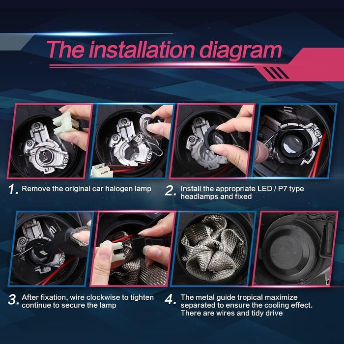 MOTOLITE H11 12/24v 6500k 4600LM LED LED Chip Headlight Bulb Conversion Kit