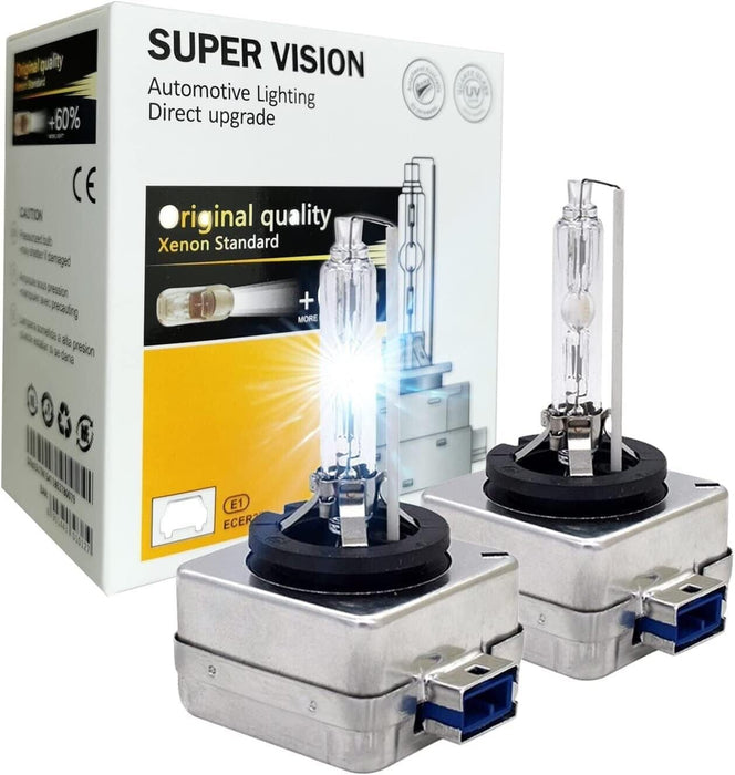 2pc D8S Xenon 35W White 6000K HID Bulb Replacement Quartz Glass Super Bright