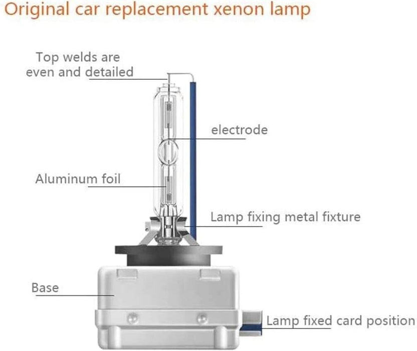 2pc D8S Xenon 35W White 6000K HID Bulb Replacement Quartz Glass Super Bright