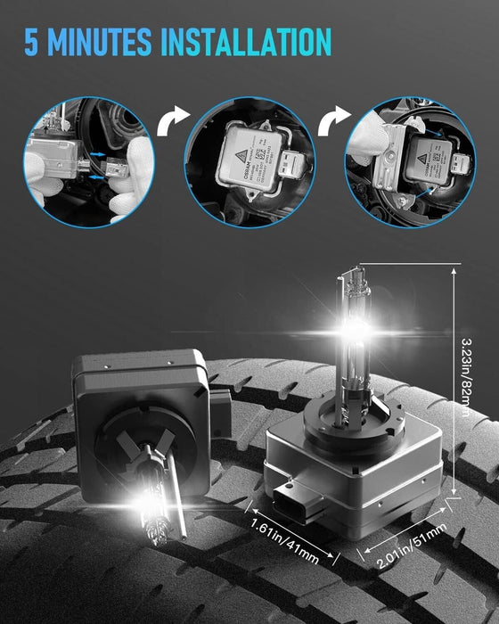 MOTOLITE D3S 8000K Heavy Duty OEM HID Xenon Headlight Replacement Bulbs globe