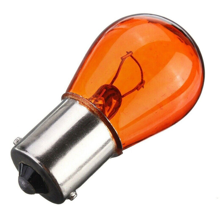 MOTOLITE OFFSET PIN 10PC Rear Tail Light Indicator Globe Amber BA15S 12V 21W