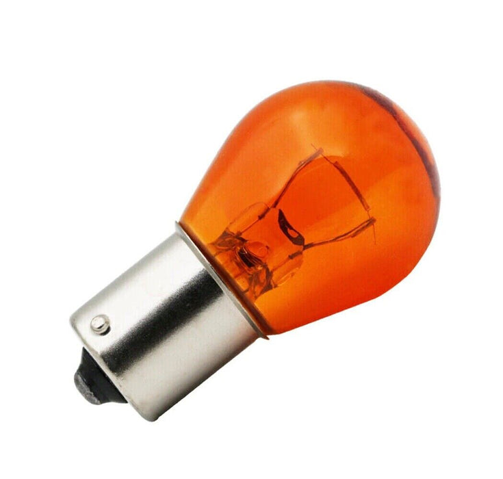 MOTOLITE OFFSET PIN 10PC Rear Tail Light Indicator Globe Amber BA15S 12V 21W