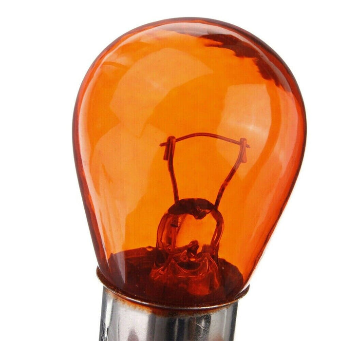 MOTOLITE OFFSET PIN 10PC Rear Tail Light Indicator Globe Amber BA15S 12V 21W
