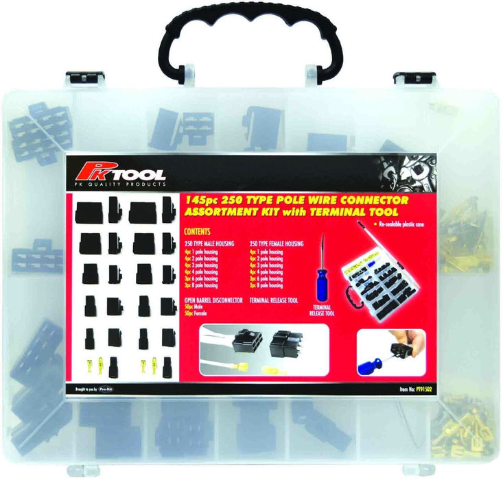 PRO KIT 145pc 250 TYPE POLE WIRE CONNECTOR with TERMINAL TOOL