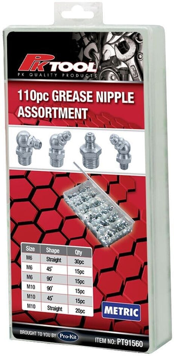 110 pc pcs Hydraulic Grease Fitting Assortment Metric Nipple Grease Gun Adapter