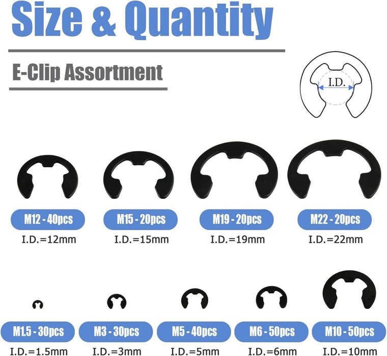 300 PIECE METRIC E CLIP ASSORTMENT EUREKA GRAB KIT (FD-6005)