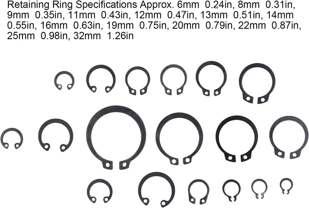 225pc External Internal Snap Circlip Retaining Snap Ring Stop Assortment Metric