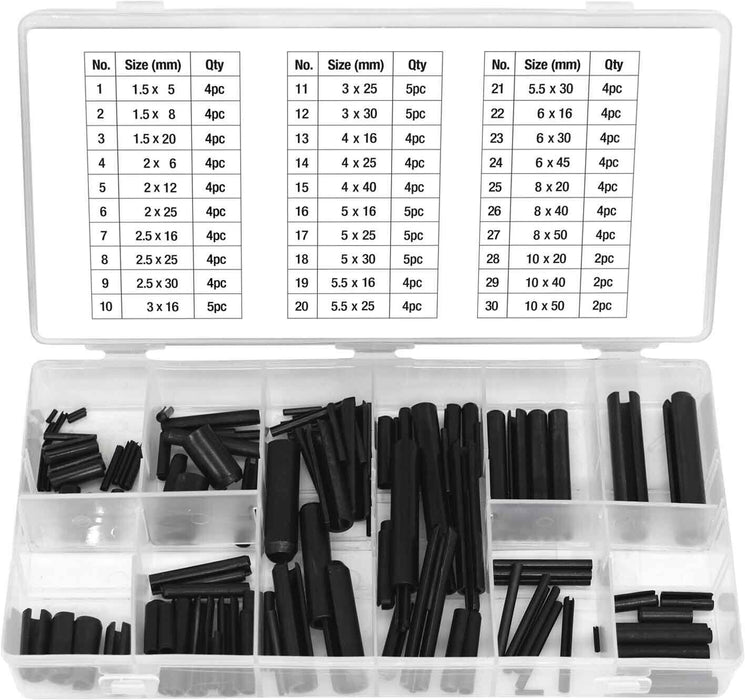 120pc ROLL PIN ASSORTMENT SET AMTECH PINS SPRING TENSION C POPULAR SIZES + CASE