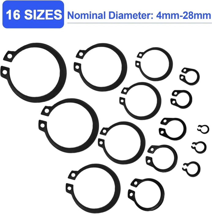 Metric External Snap Rings 300pc 3-32mm 18 Metric Sizes External Circlip Snap Retaining Ring ...