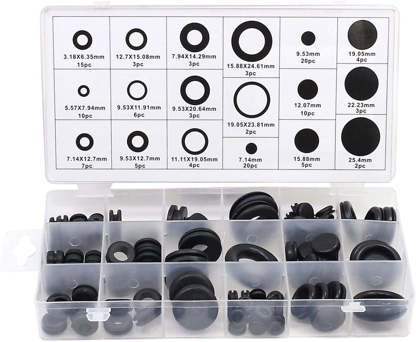 125 Grommet Firewall Hole Plug Rubber Set Electrical Wire Gasket Assortment Kit