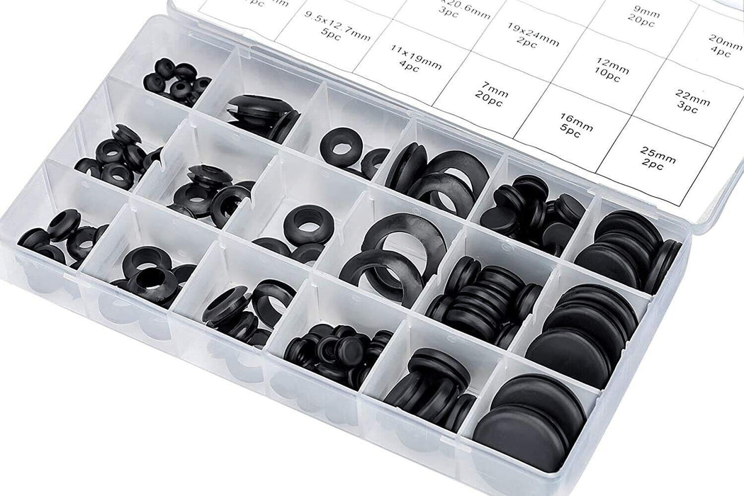 125 Grommet Firewall Hole Plug Rubber Set Electrical Wire Gasket Assortment Kit