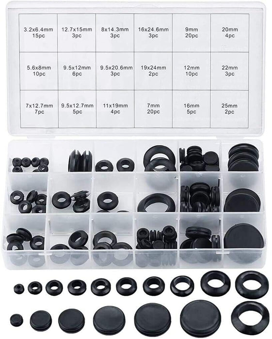 125 Grommet Firewall Hole Plug Rubber Set Electrical Wire Gasket Assortment Kit