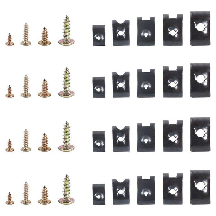 PK TOOL 170pcs Universal Iron 3-6mm Panel U-Clips Speed Nut Kit with Screws