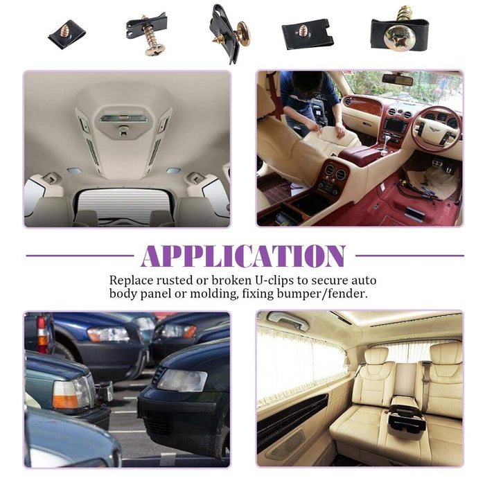 PK TOOL 170pcs Universal Iron 3-6mm Panel U-Clips Speed Nut Kit with Screws